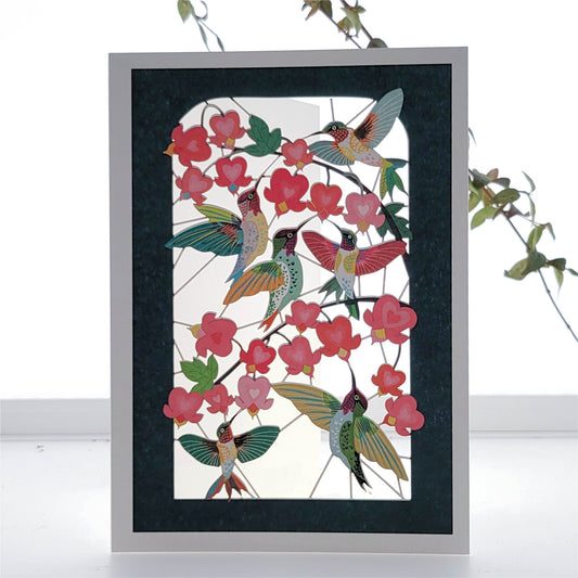 Hummingbird & Hearts - Greeting Card - Blank - #PM-457 (Copy)