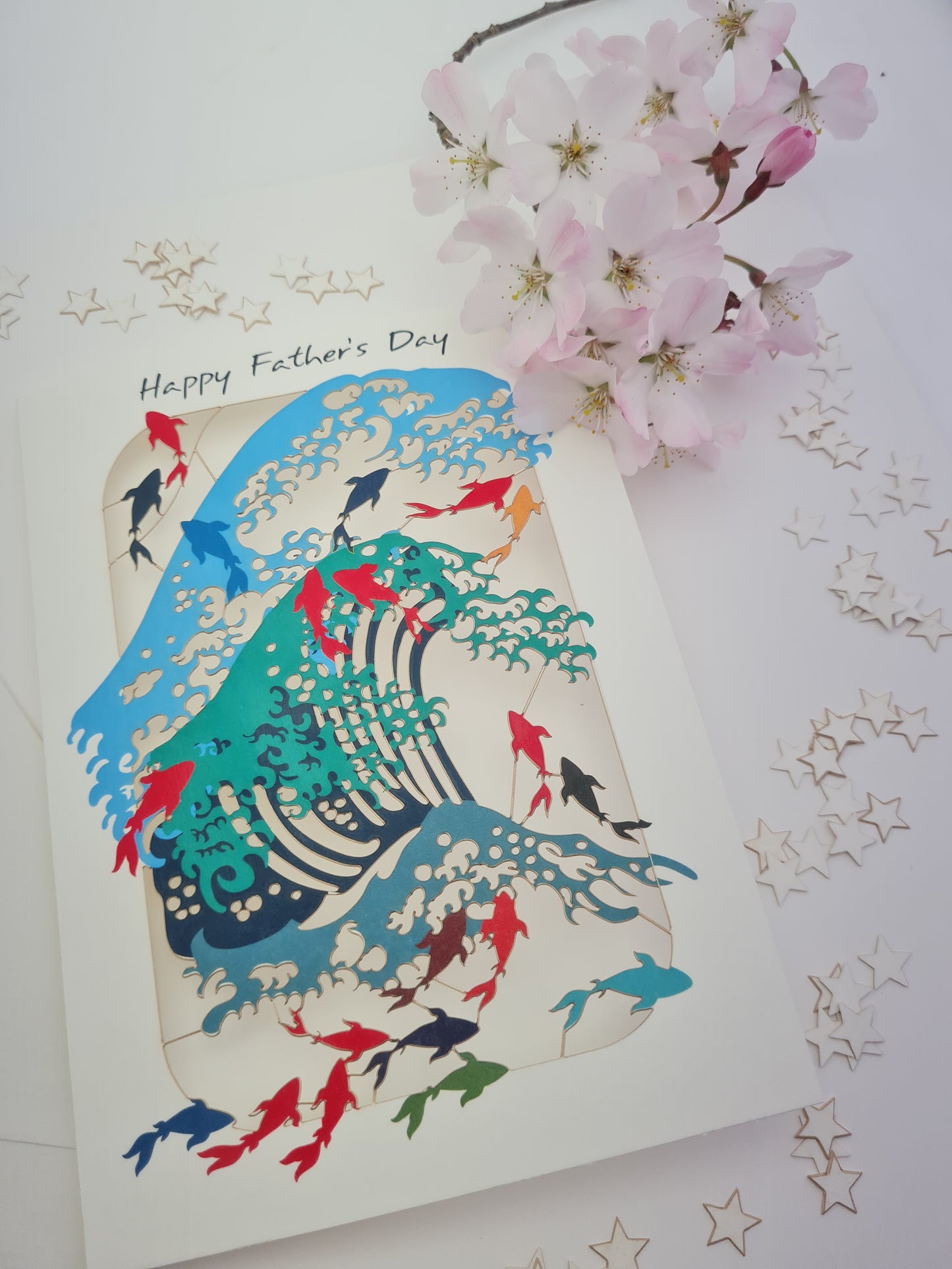 Waves and Fish - ''Happy Father's Day'' - Fathers Day Card - PMF005
