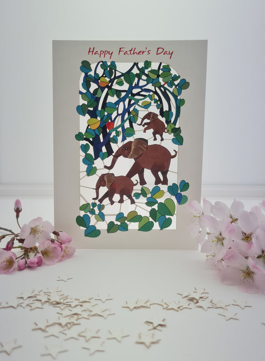 Fathers Day Card - ''Happy Father's Day'' - Elephants - PMF007
