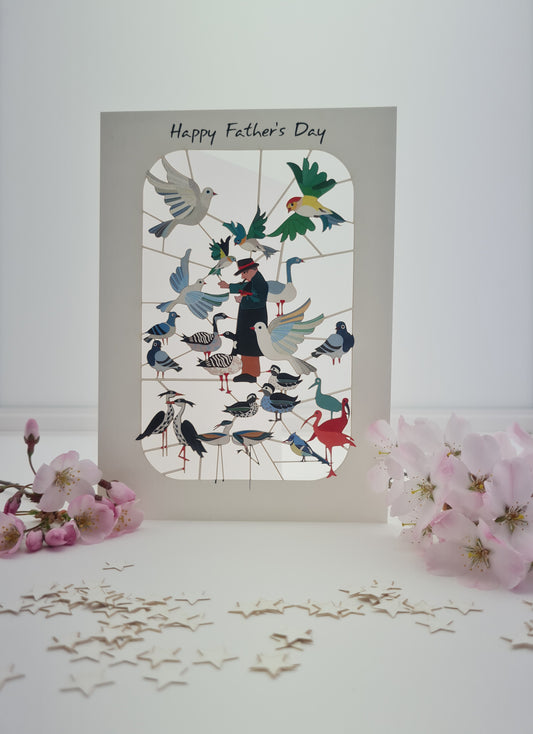 Man Feeding Birds - ''Happy Father's Day'' - Fathers Day Card - PMF010