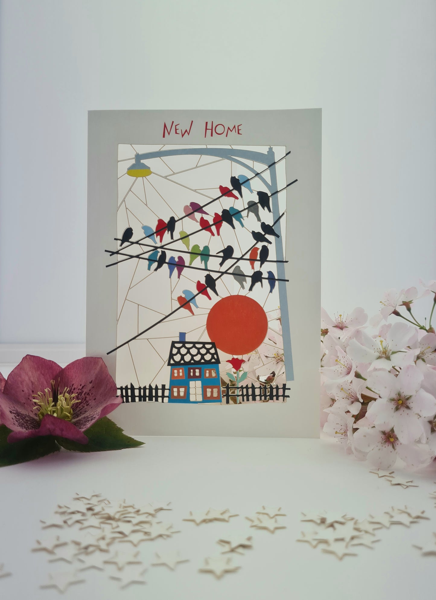 ''New Home'' Card, House & Birds - PM106