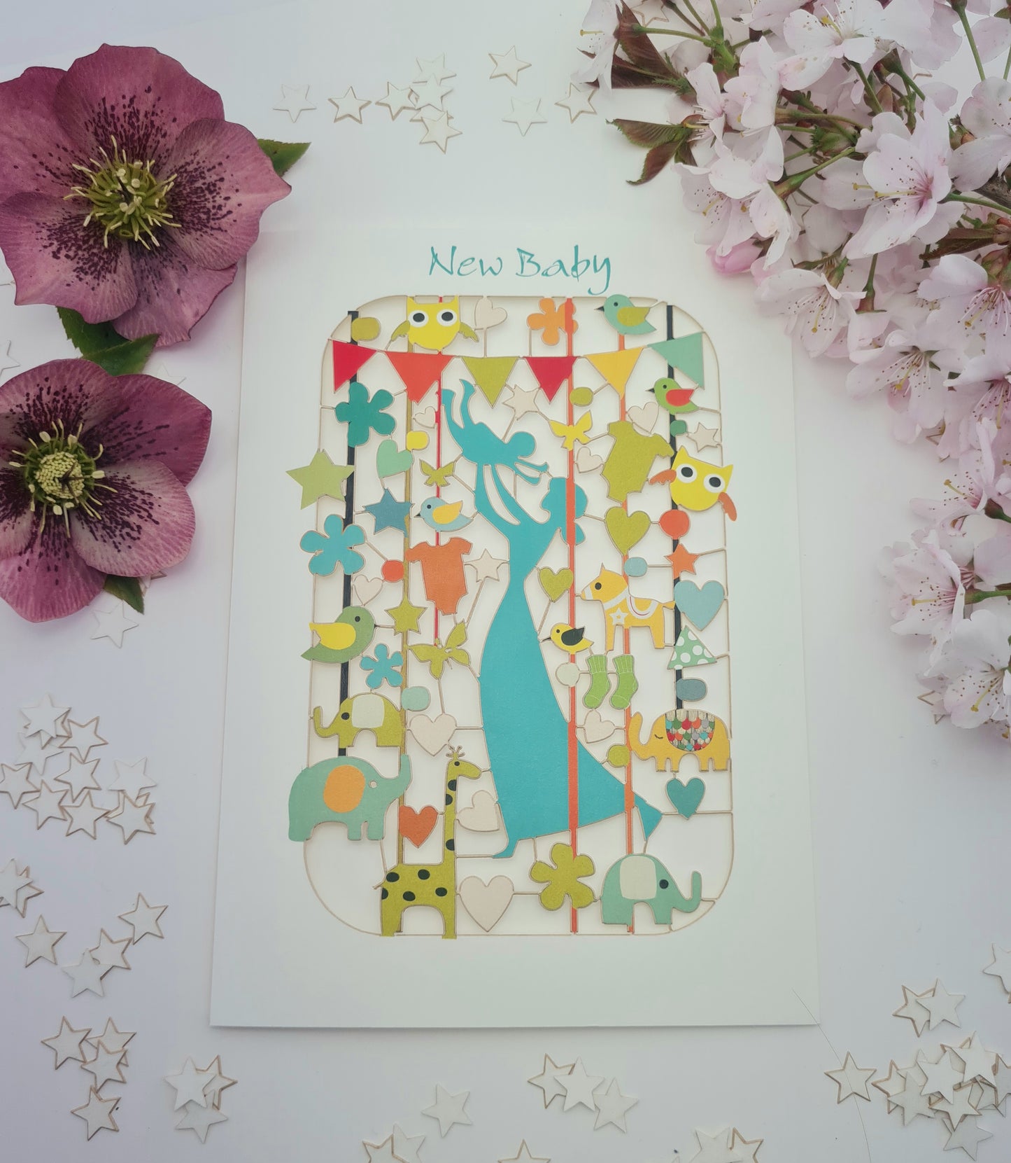 ''New Baby'' Card - Mum and Baby - PM229