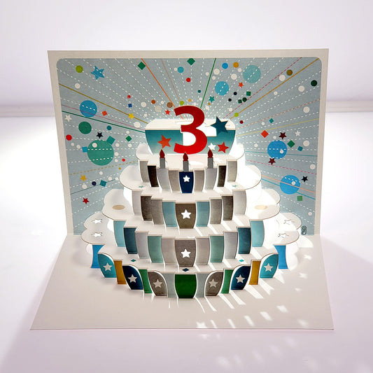 Age 3 Birthday Card, 3rd Birthday Card, Cake Birthday Card, Pop Up Card. #AG003 (AGE 3)