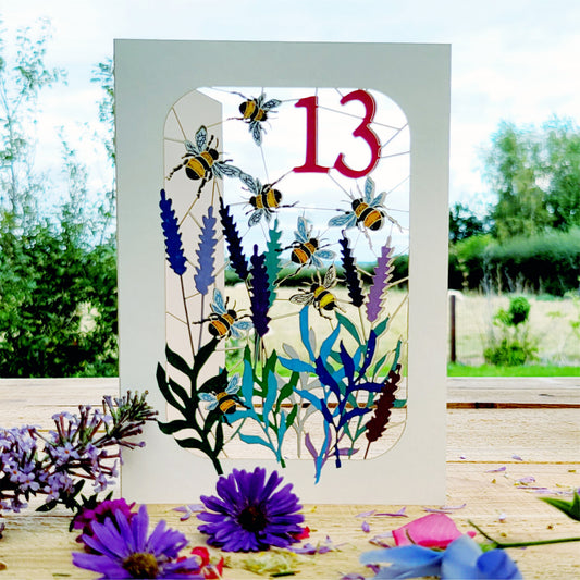 Age 13 Birthday Card, 13th Birthday Card, Bee Card - Be013