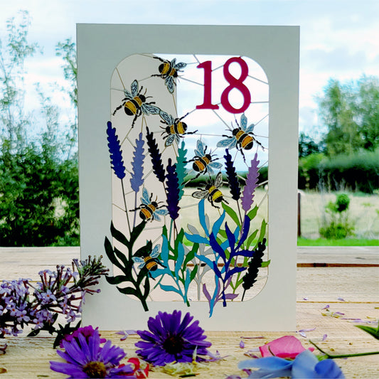 Age 18 Birthday Card, 18th Birthday Card, Bee Card - Be018