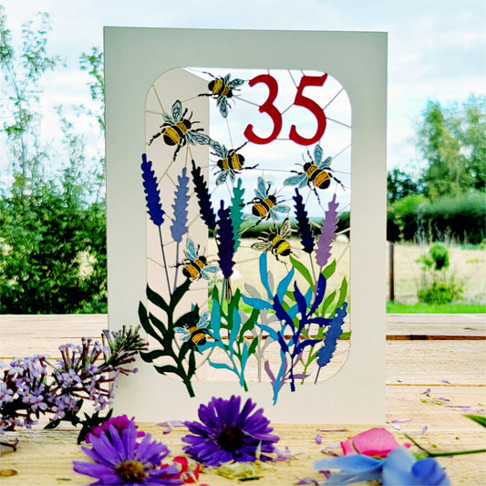 Age 35 Birthday Card, 35th Birthday Card, Bee Card - Be035