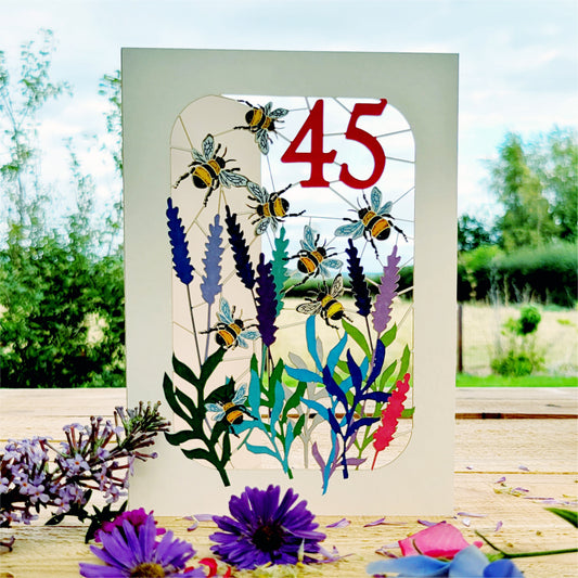 Age 45 Birthday Card, 45th Birthday Card, Bee Card - Be045