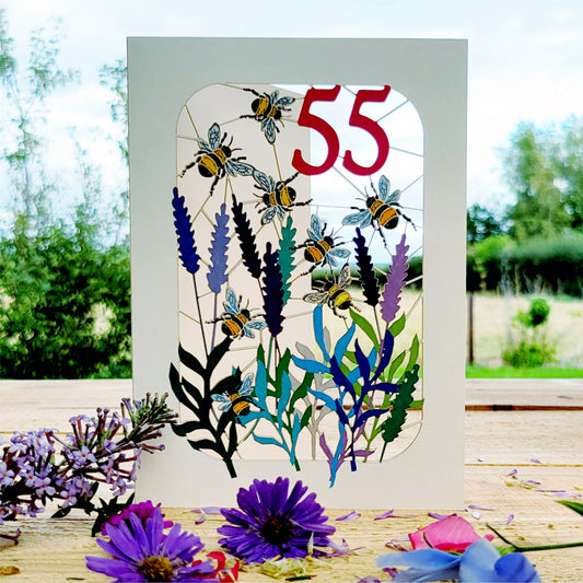 Age 55 Birthday Card, 55th Birthday Card, Bee Card - Be055
