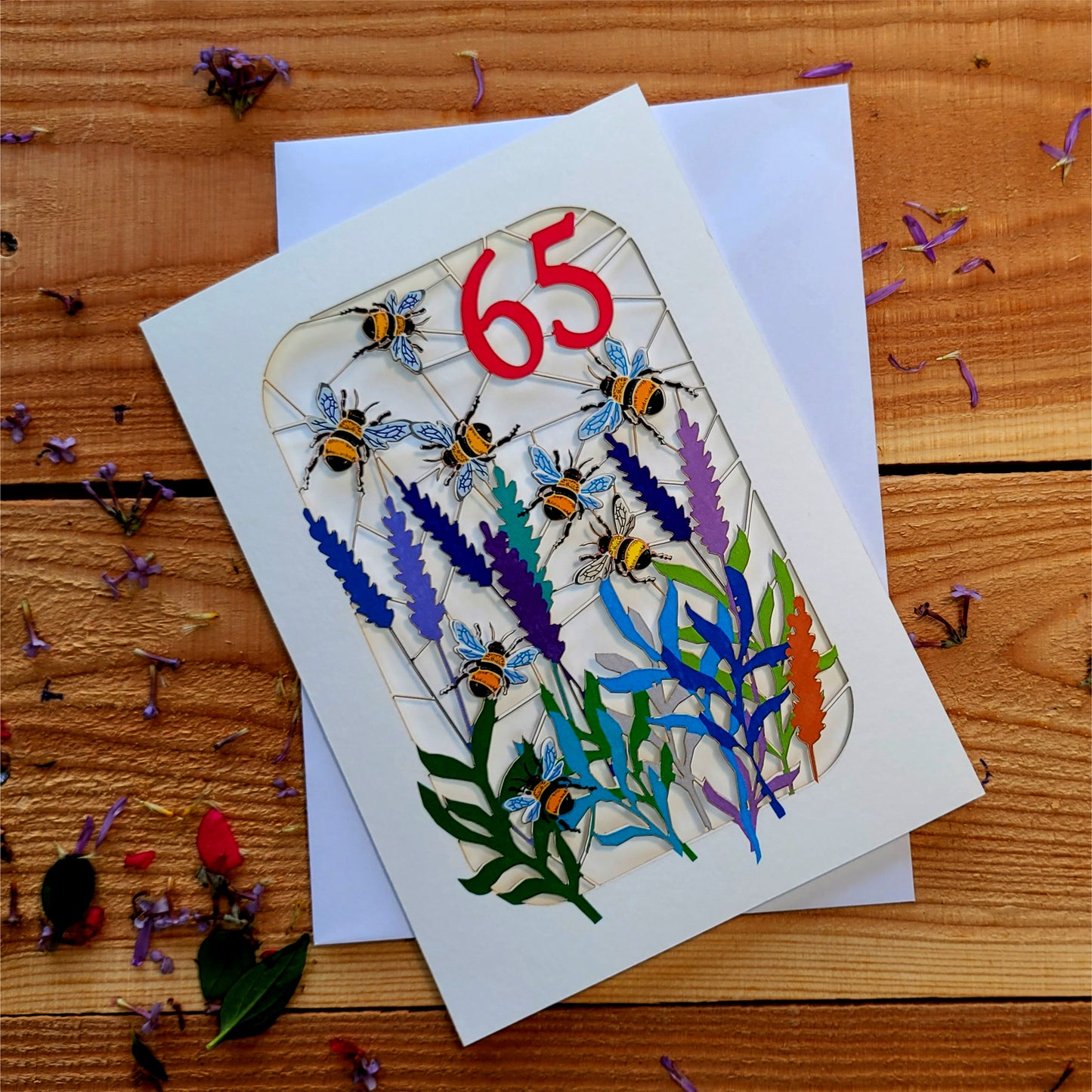 Age 65 Birthday Card, 65th Birthday Card, Bee Card - Be065