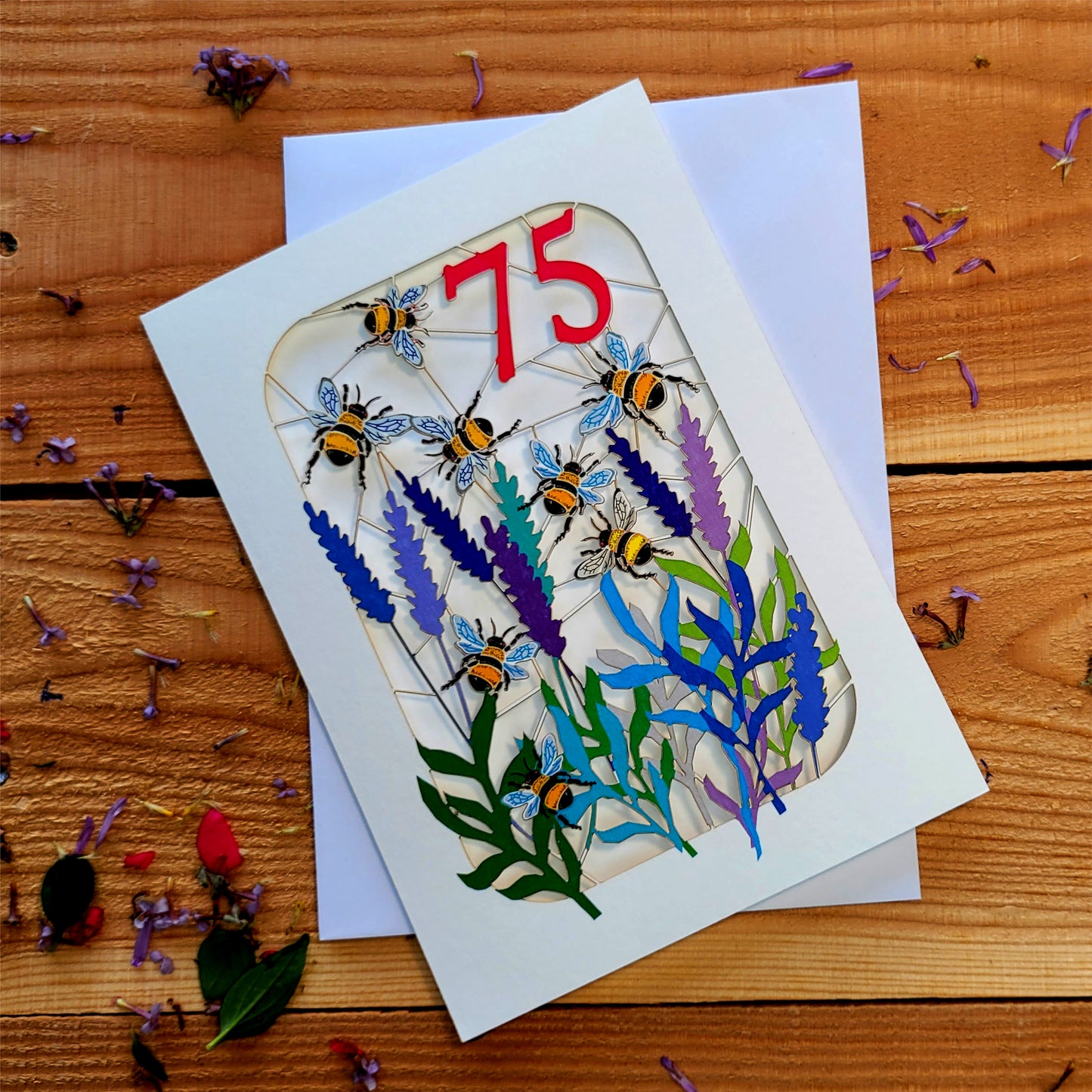 Age 75 Birthday Card, 75th Birthday Card, Bee Card - Be075