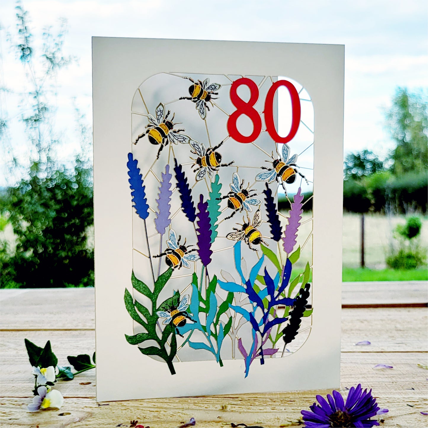 Age 80 Birthday Card, 80th Birthday Card, Bee Card - Be080