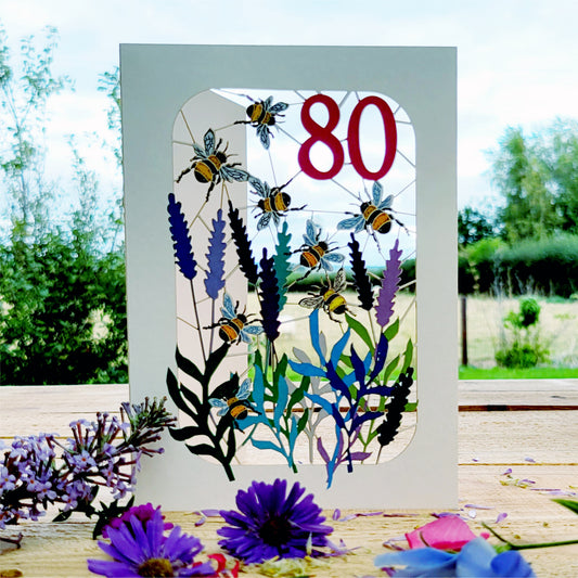 Age 80 Birthday Card, 80th Birthday Card, Bee Card - Be080