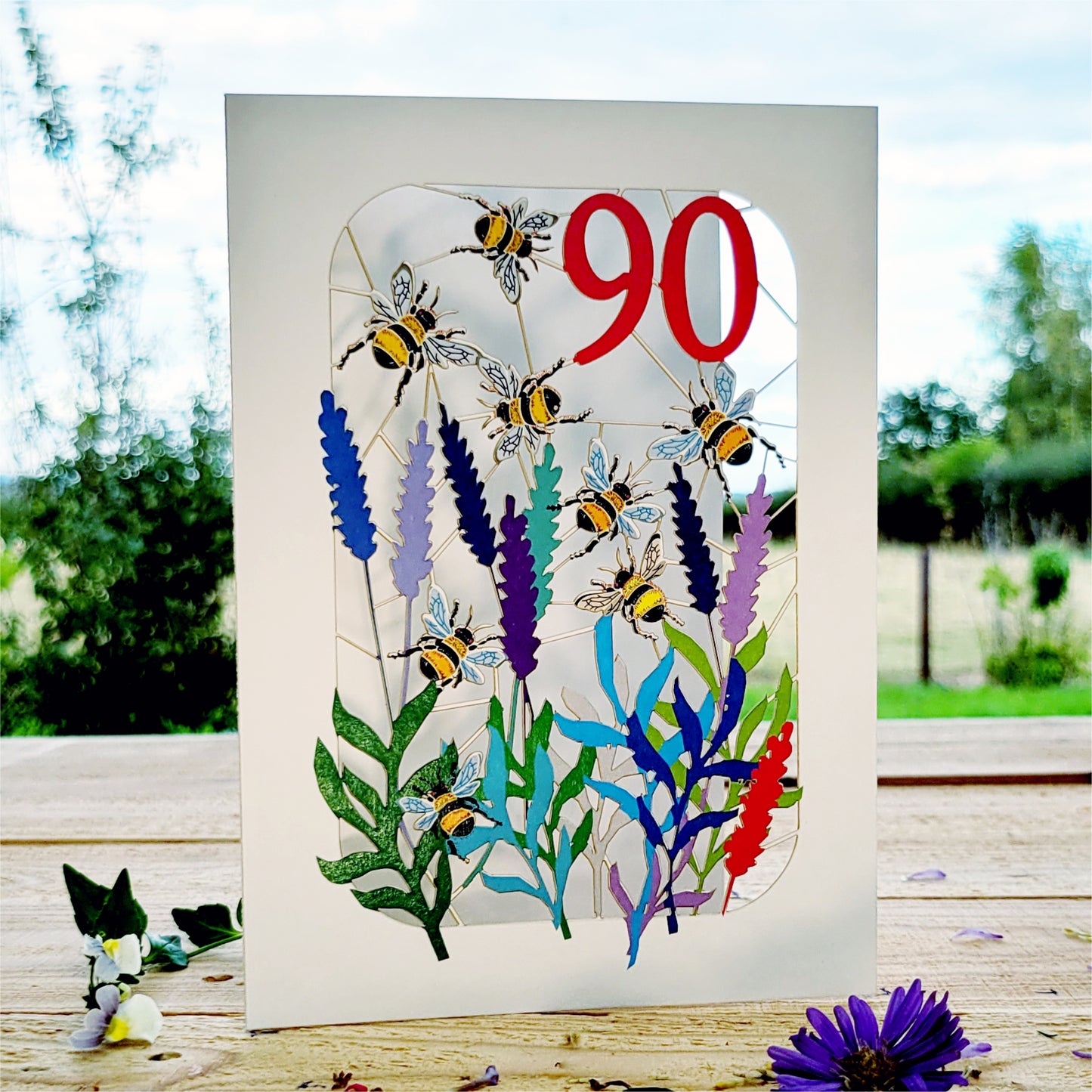 Age 90 Birthday Card, 90th Birthday Card, Bee Card - Be090