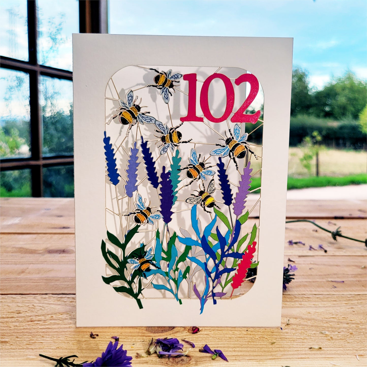 Age 102 Birthday Card, 102nd Birthday Card, Bee Card - Be102