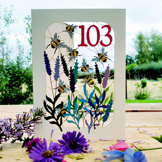 Age 103 Birthday Card, 103rd Birthday Card, Bee Card - Be103