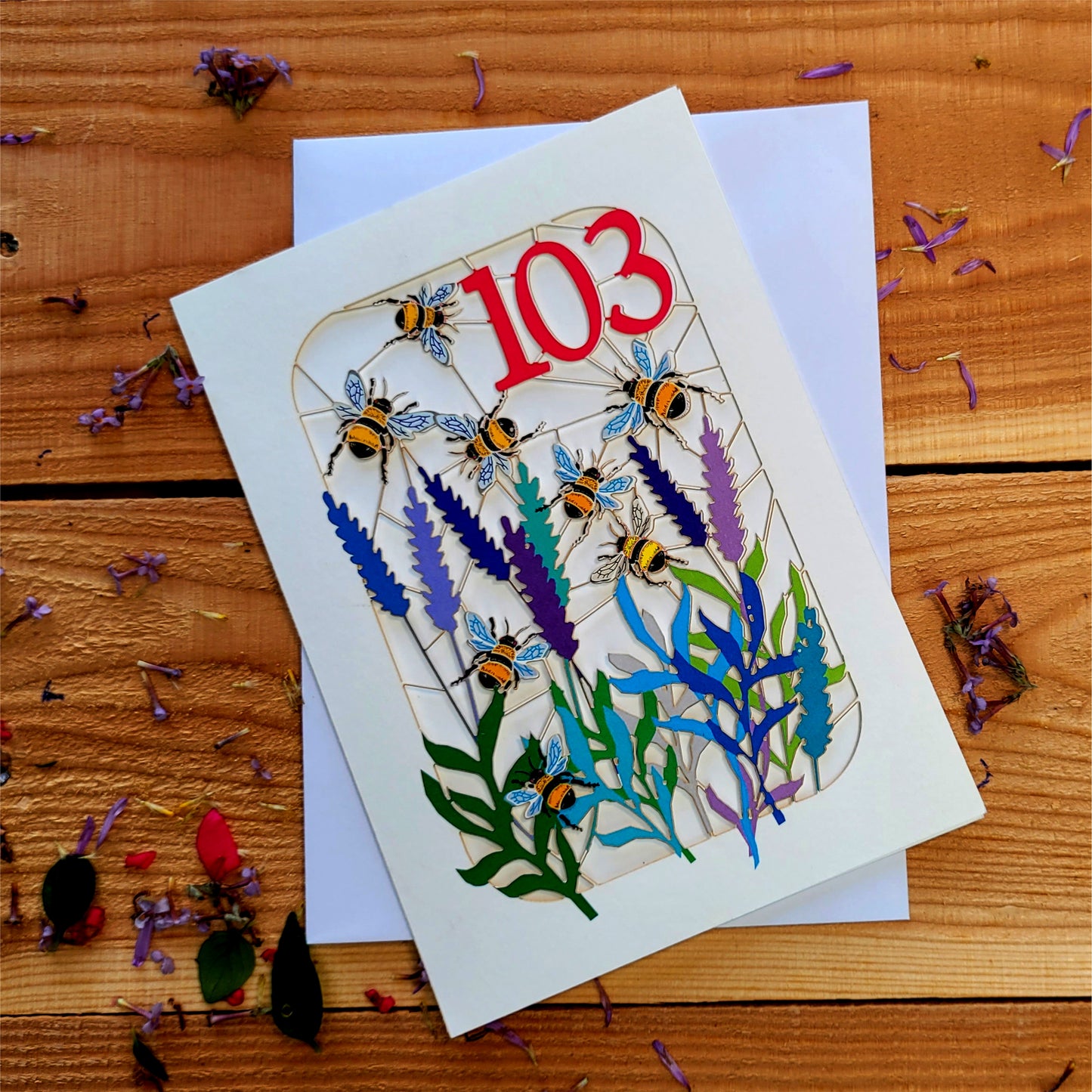 Age 103 Birthday Card, 103rd Birthday Card, Bee Card - Be103