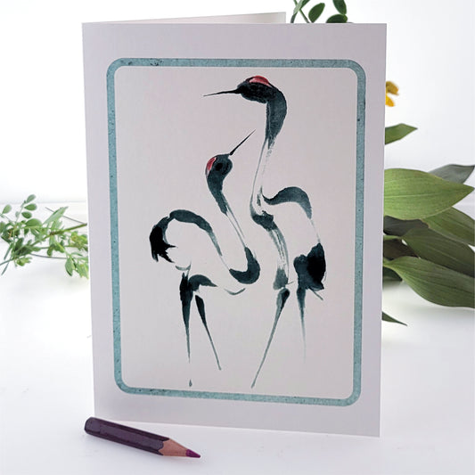 Two Cranes - Blank - Birds Card - D06