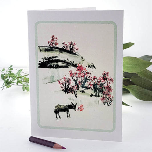 Donkey Eating Blossom - Blank - Donkey Card - D13