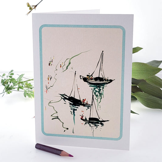 Chinese Fishing Boats - Blank - Boats Card - D16