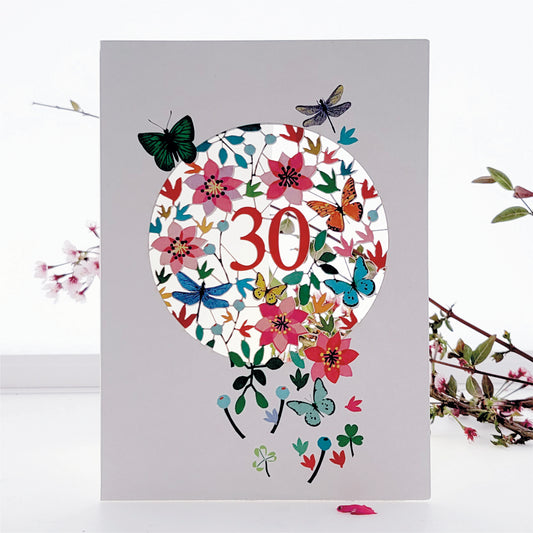 Age 30 Birthday Card, 30th Birthday Card, Butterflies & Dragonflies Card - F030