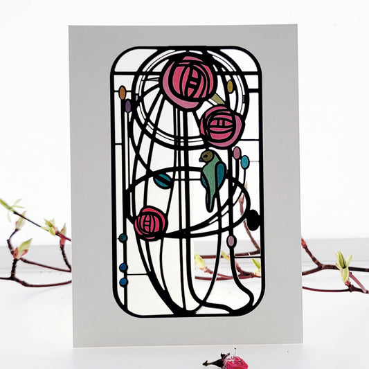 Bird/Rose - Blank - Charles Rennie Mackintosh Style Card - #MC005