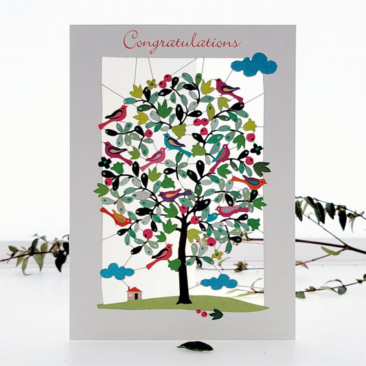 ''Congratulations'' - Love Birds in Tree - Anniversary Card, #PM-115