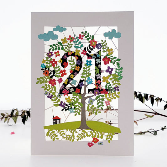Age 21 Birthday Card, 21st Birthday Card, Tree Card - Pm121