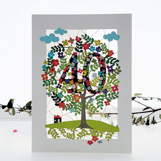 Age 40 Birthday Card, 40th Birthday Card, Tree Card - Pm140
