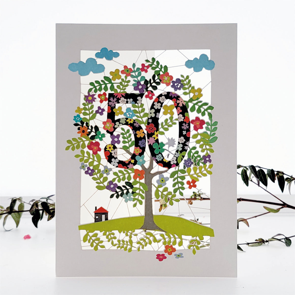 Age 50 Birthday Card, 50th Birthday Card, Tree Card - Pm150