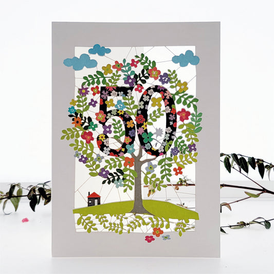 Age 50 Birthday Card, 50th Birthday Card, Tree Card - Pm150