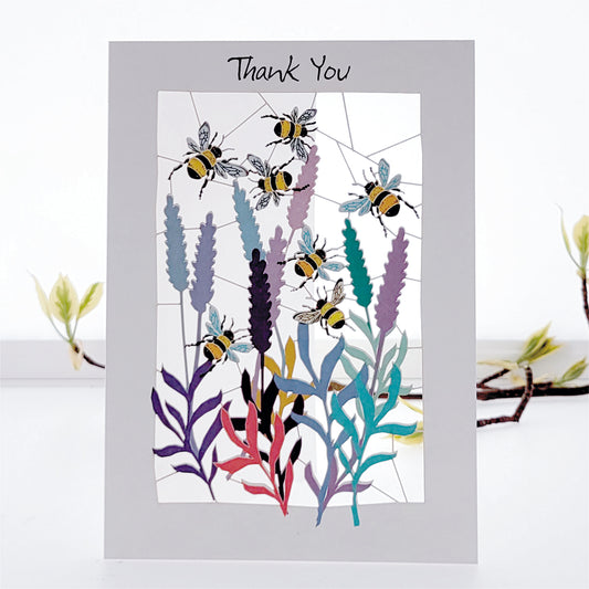 ''Thank You'' - Bees and Lavender - Thank You Card, #PM-151