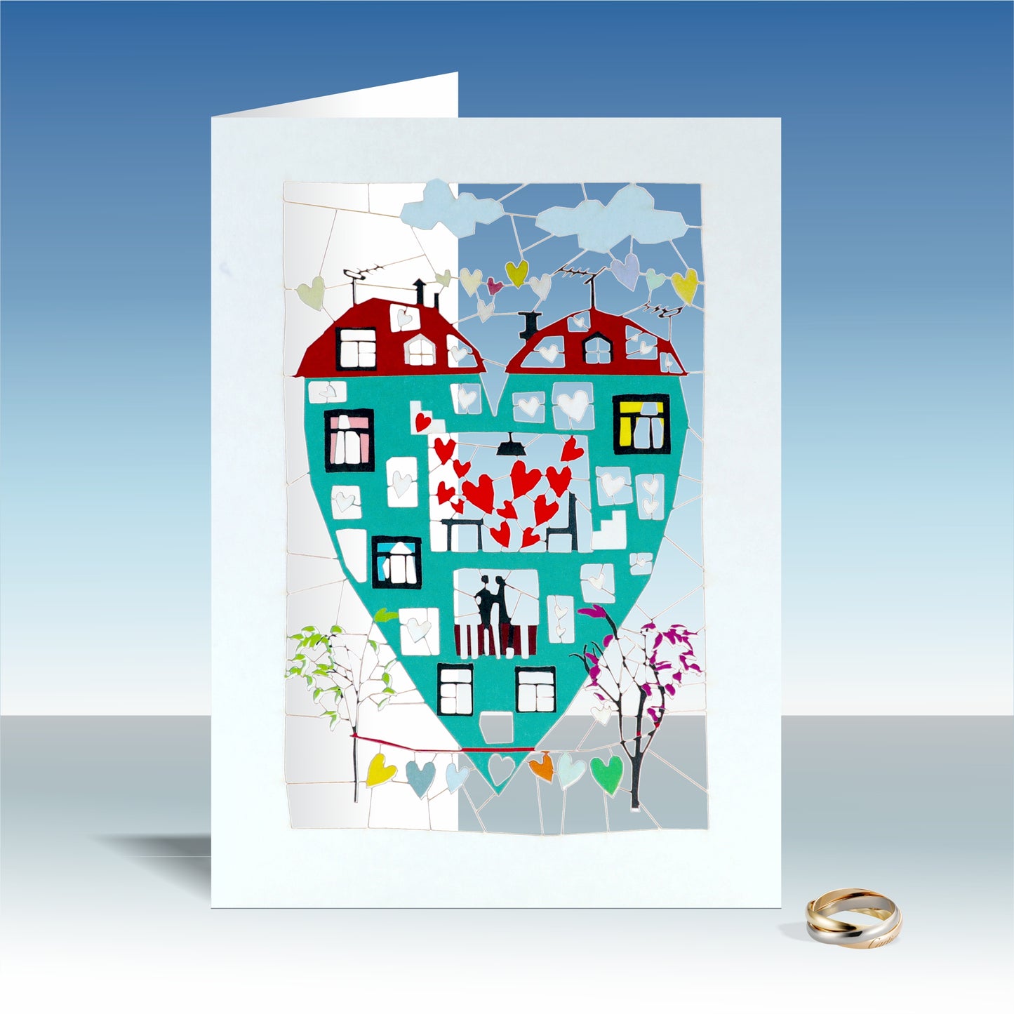 Heart House - Blank - Love/Valentines Card - PM156