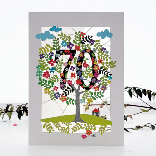 Age 70 Birthday Card, 70th Birthday Card, Tree Card - Pm170