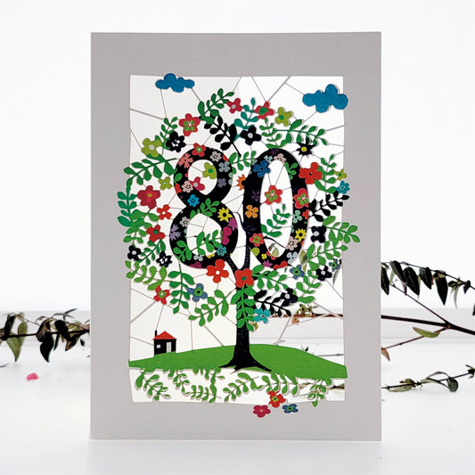 Age 80 Birthday Card, 80th Birthday Card, Tree Card - Pm180