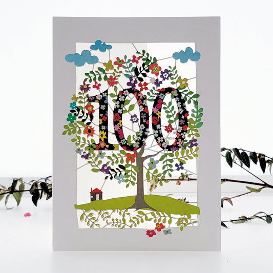 Age 100 Birthday Card, 100th Birthday Card, Tree Card - PM191