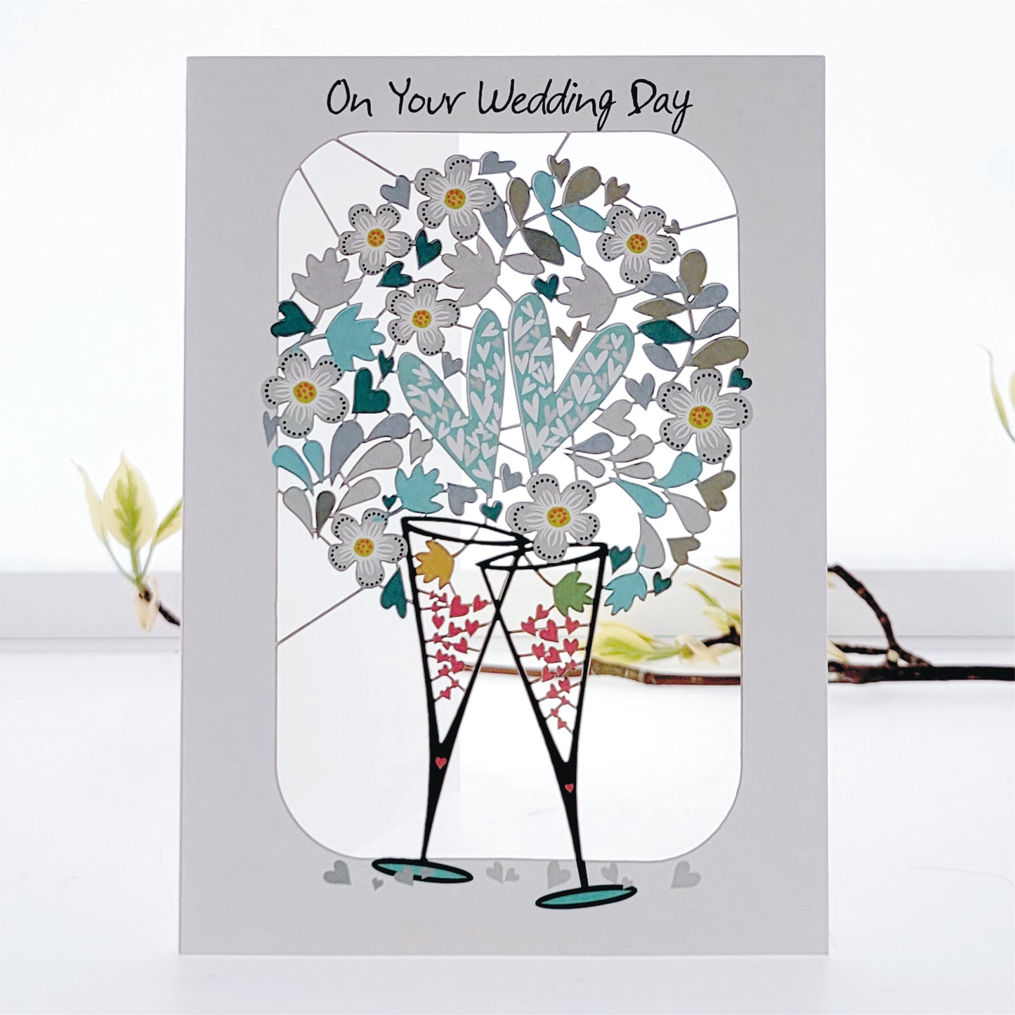 ''On Your Wedding Day'' Champagne Glasses - Wedding Card #PM214