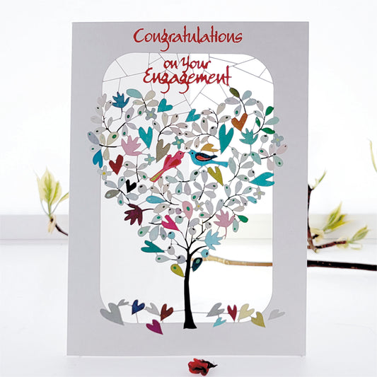 ''Congratulations On Your Engagement'' Love Birds In Tree - Engagement Card #PM237