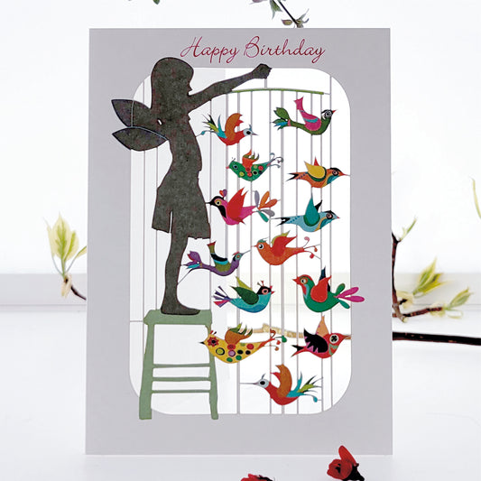 Girl With Mobile - ''Happy Birthday'' - Birthday Card - PM238