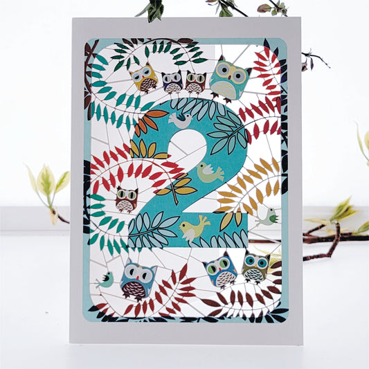 Age 2 Birthday Card, 2nd Owls Card - PM792