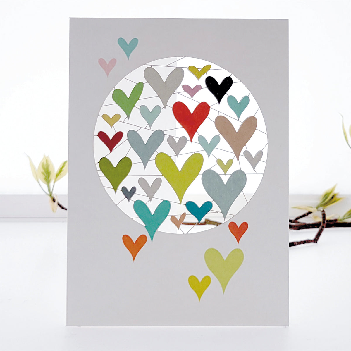 Multi Coloured Hearts - Blank - Love/Valentines Card - PM857