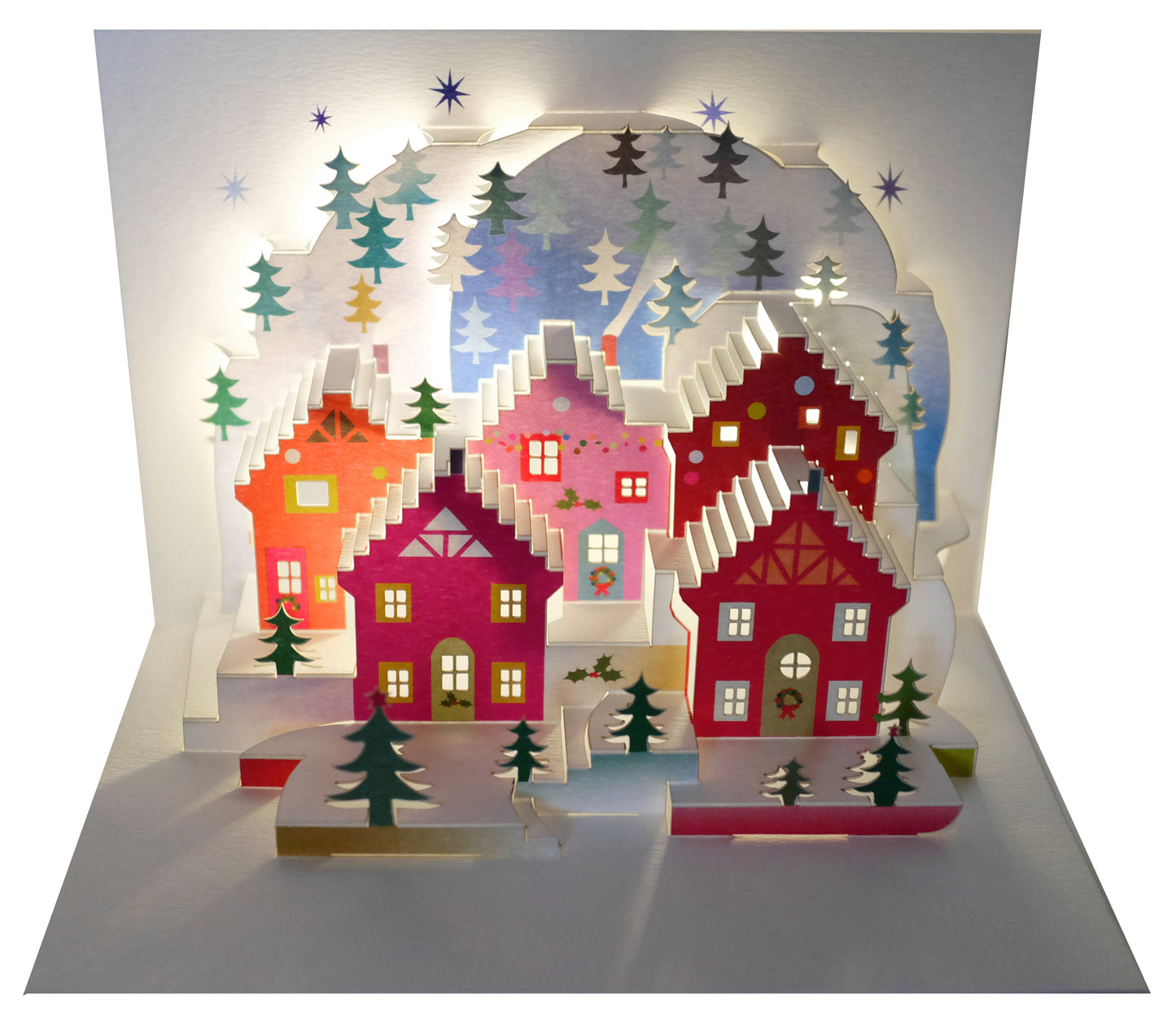 Pop Up Alpine Village Christmas Card - 3d Card, Pop Up Card - Blank - #POP-094