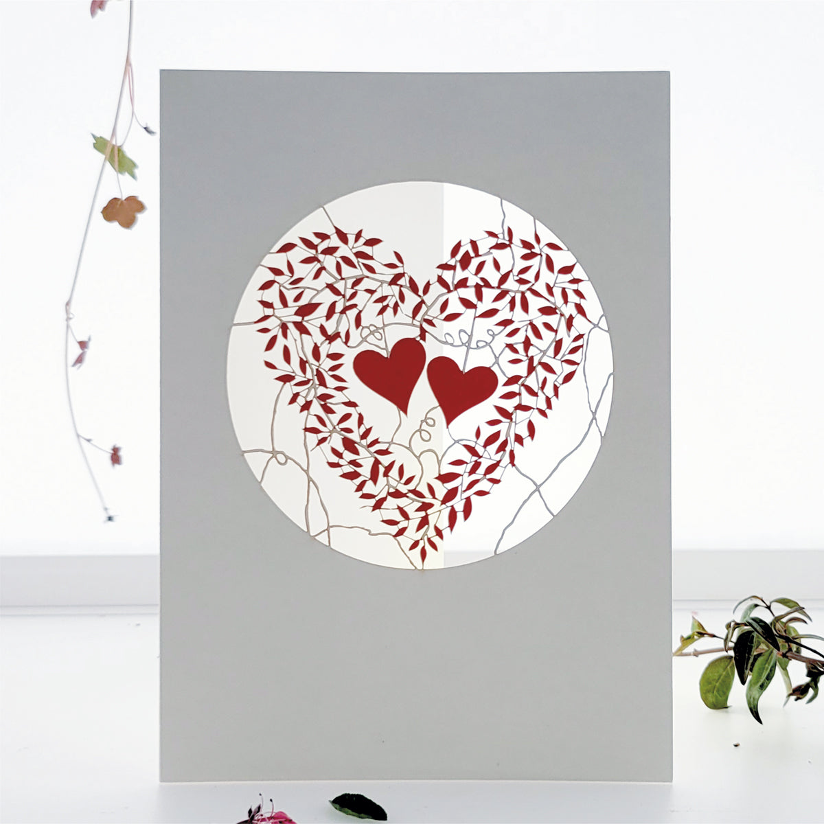 Vine Heart Red - Blank - Love/Valentines Card - VPM14