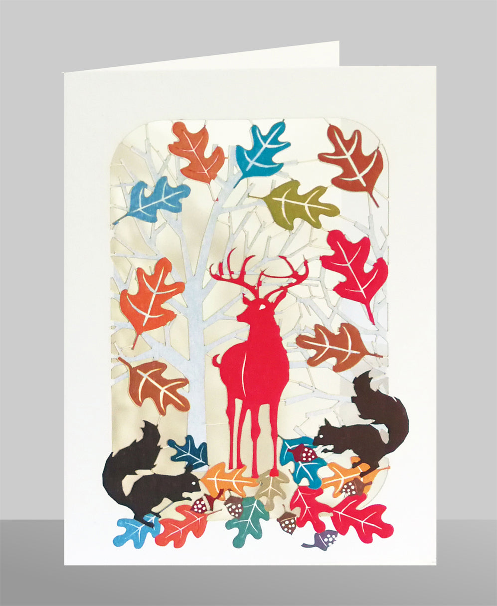 Rudolph and Squirrels - Christmas Card - 3d Card, Pop Up Card - Blank - #XP-023
