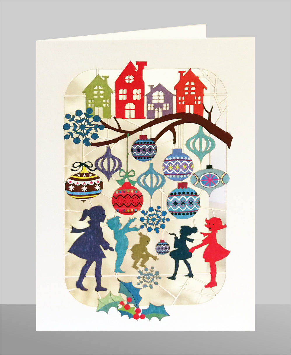 Children Decorating - Christmas Card - Blank - #XP-044