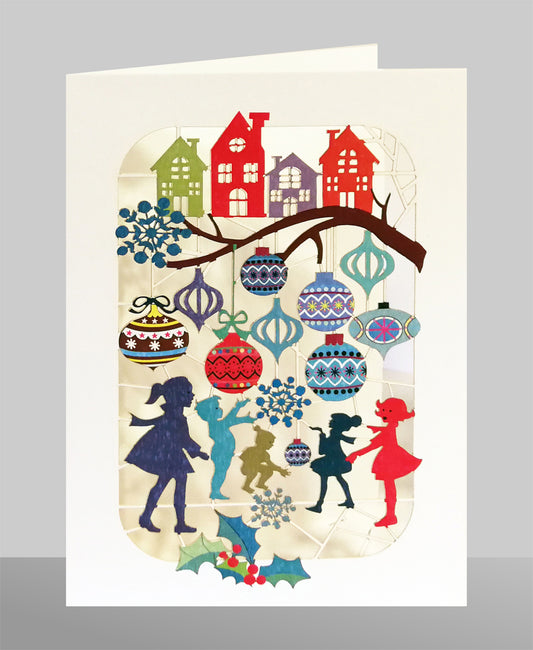 Children Decorating - Christmas Card - Blank - #XP-044