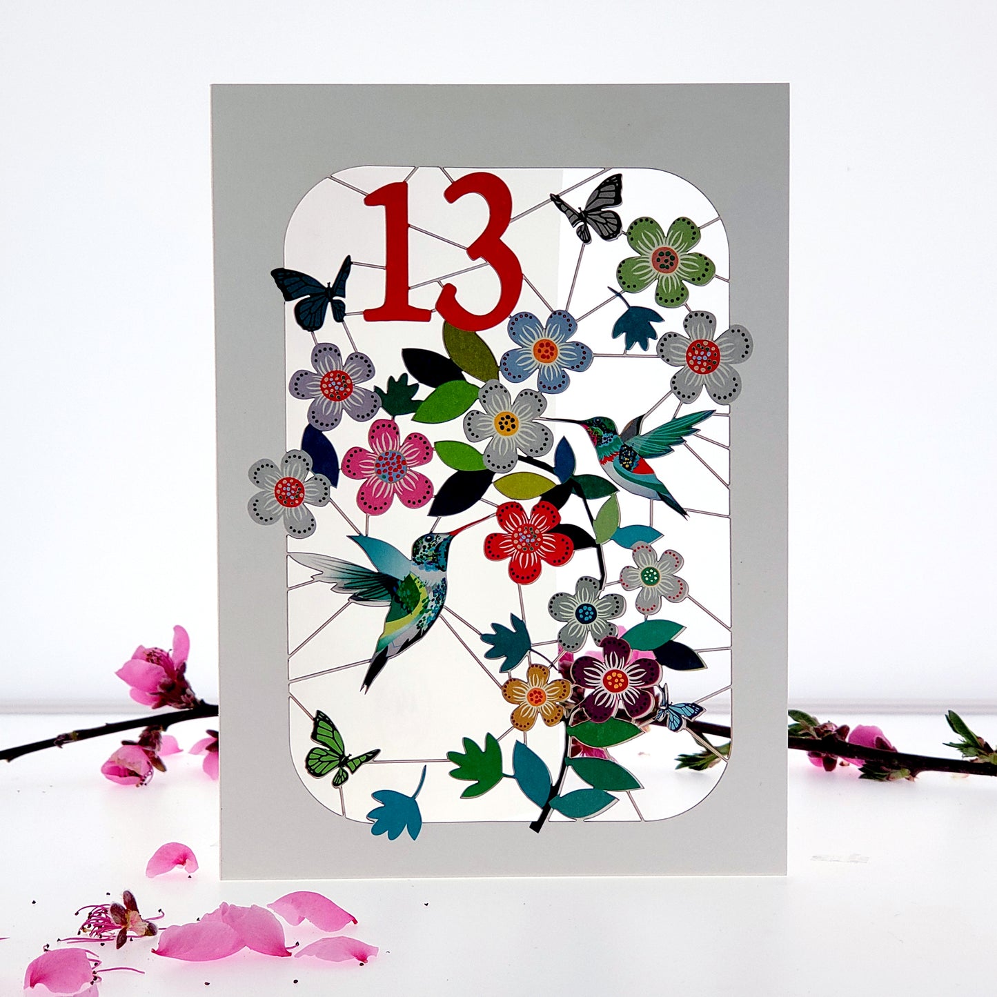 Age 13 Birthday Card, 13th Birthday Card, Humming Bird Card - GF013