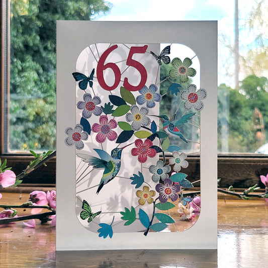Age 65 Birthday Card, 65th Birthday Card, Humming Bird Card - GF065