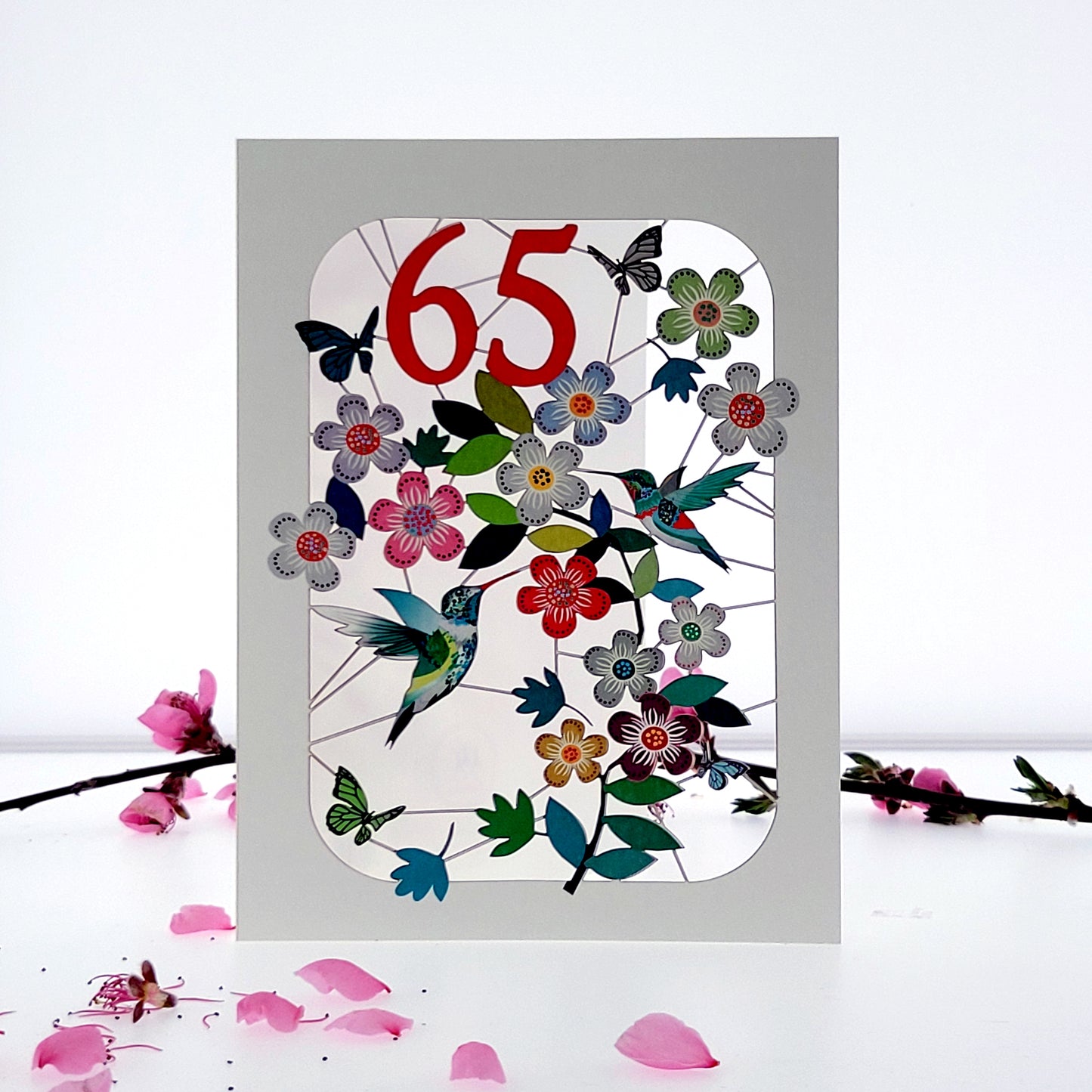 Age 65 Birthday Card, 65th Birthday Card, Humming Bird Card - GF065