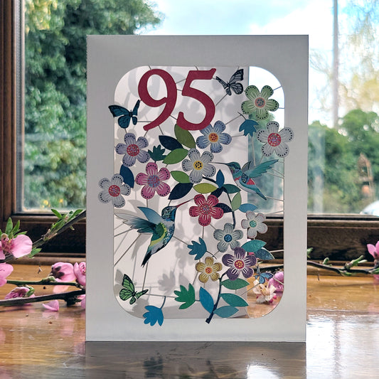 Age 95 Birthday Card, 95th Birthday Card, Humming Bird Card - GF095