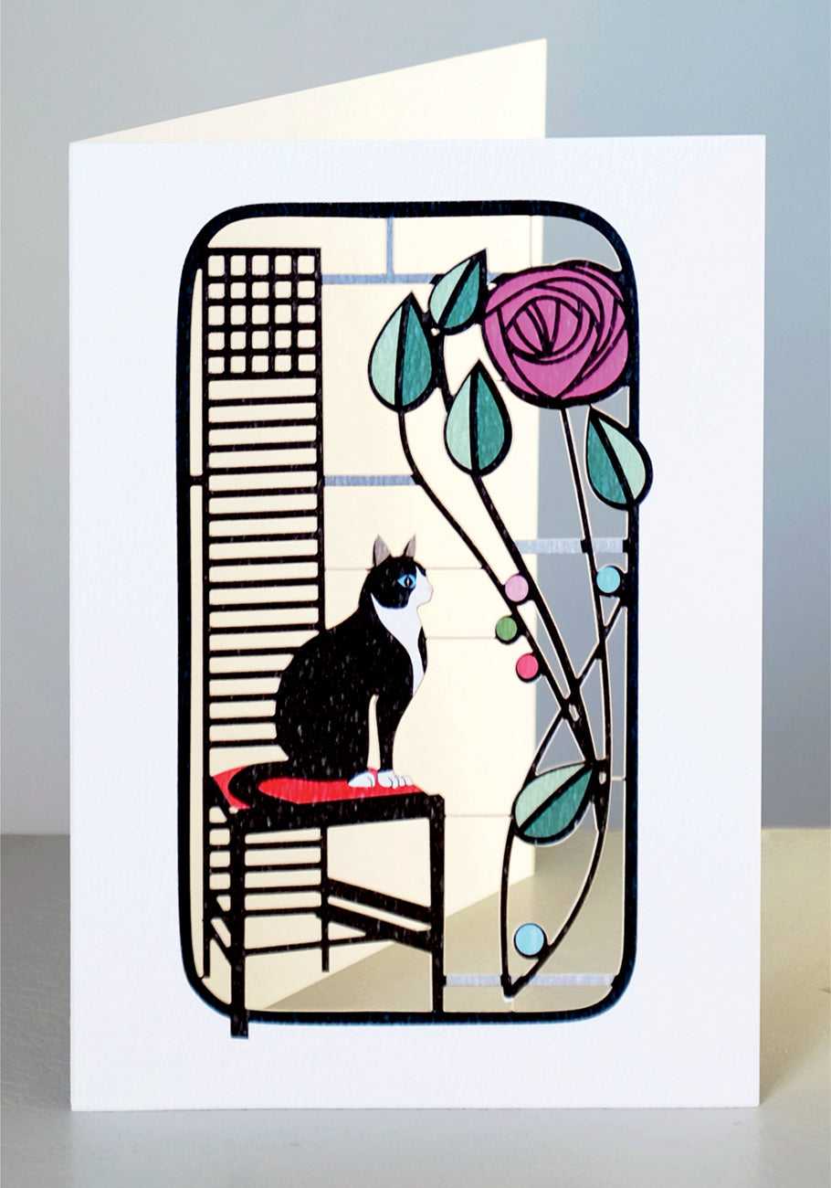 Cat - Blank - Charles Rennie Mackintosh Style Card - #MC001